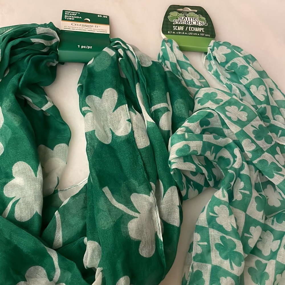 Two Shamrock St. Patrick’s Scarves - infinity and regular